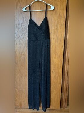 EUC Black Sparkle Wide-Leg Jumpsuit with Spaghetti Straps